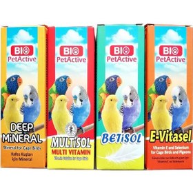 Resim Kafes Kuşları Kanarya Muhabbet Kuşu Papağan Kuş Vitamini 4 Lü Set 