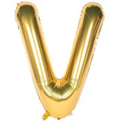 Resim Folyo V Harfi Balon 100 Cm Gold Altın Büyük Boy 40inc Folyo Balon 