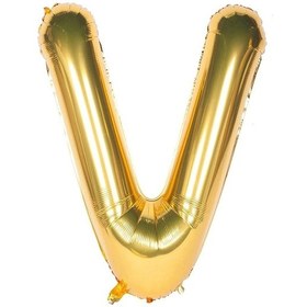 Resim Folyo V Harfi Balon 100 Cm Gold Altın Büyük Boy 40inc Folyo Balon 