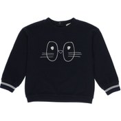 Resim Panço Kız Bebek Simli Nakışlı Triko Bant Detay Lacivert Sweatshirt 