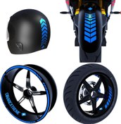 Resim Moto Rider 4'lü Sticker Seti Azur Mavi İç Dış Jant Şeridi Kask ve Çamurluk Çınar Extreme Çınar Extreme