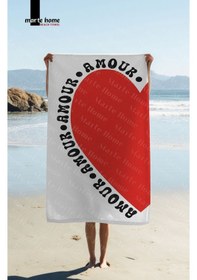 Resim Marte Home Amour Baskılı Plaj Havlusu Kırmızı 