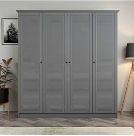 Resim Kale 4 Kapaklı 2ç Taçlı Dolap Antrasit Mebran Panjur Antrasit 190cm Antrasit 