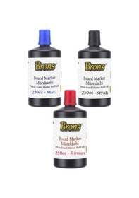 Resim Mavi Siyah Kırmızı Yazı Tahta Kalem Mürekkebi 250ml 1 Adet Brons Tahta Kalemi Mürekkebi Kolay Silinebilir 250gr Okul Siyah 
