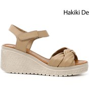 Resim GÖNDERİ(R) Kadın / Kız Vizon Bilekten Cırt Bantlı Dolgu Topuklu Hakiki Deri Sandalet 