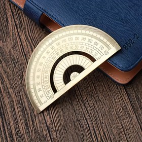 Resim Altın Pirinç 180 Derece Yarım Daire Açı Ölçüm Aracı - Hassas Geometrik Cetvel ile Doğru Açı Ölçümleri için Dayanıklı Bakır Yarım Daire Ölçeği Endüstriyel ve Okul Kullanımı İçin 