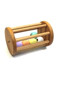Resim Doğal Ahşap Silindir Çıngırak Montessori Emekleme Yardımcısı Oyuncak - Pastel 