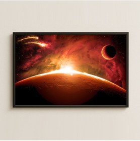 Resim Kızıl Gezegende Gün Doğumu Ve Uzay Manzarası Dijital Pleksi Tablo 