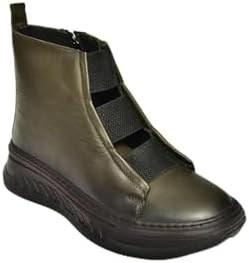 Resim fox SHOES T555130103 Haki Hakiki Deri Comfort Ortopedik Taban Kadın Bot 