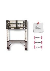 Resim Çelik Endokon 7 Basamaklı - 200 Cm. Teleskopik Merdiven - I Tipi Uzayan Merdiven 