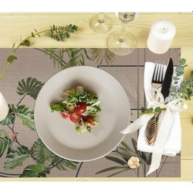 Resim Modern Geometrik Kumaş Amerikan Servis 4'lü Set Keten Kumaş Ulusl. Yıkama Ve Solmama Sertifikası Çok Renkli 