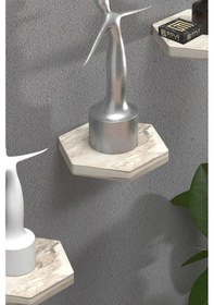 Resim Uslucan Alışveriş Duvar Rafı Dekoratif 3 Adet Çiçeklik Altıgen Efes 