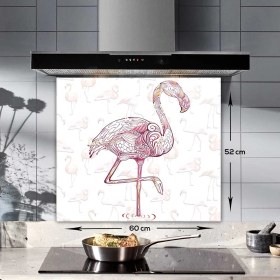 Resim Decorita Flamingo Desen | Cam Ocak Arkası Koruyucu | 52cm x 60cm 