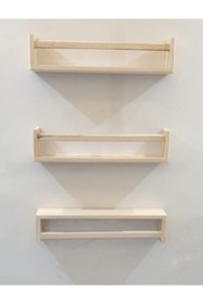 Resim Üsküp Yapı Montesorri Ahşap Bebek Odası Duvar Rafı 3 Adet Kitaplık Raf 
