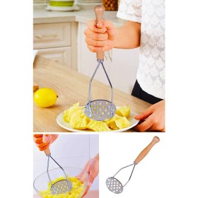 Resim Megaw Lüx Ahşap Patates Ezici Metal Patates Ezici 