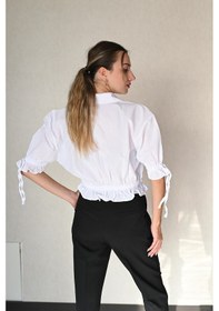 Resim Lemajh Kolları Büzgülü Beyaz Gömlek-beyaz Beyaz 