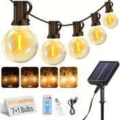 Resim Uzaktan Kumandalı 7.6/10.5/15/20/30.5 metre Güneş Enerjili Dış Mekan Işıkları, Bahçe, Veranda, Balkon, Partiler ve Barbeküler için Dayanıklı Yüksek İndeksli Plastik Ampuller ile 7+ Aydınlatma Modu, Akşam Aydınlatması | Uzaktan Kontrollü Işıklar | Enerji Tasarruflu Aydınlatma, Güneş Enerjisiyle Çalışan Dış Mekan Işıkları 