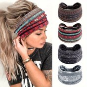 Resim 1 adet Boho Tarzı Vintage Saç Bandı - Afrika Etkili Geniş Düğmeli Bandana, Çiçek Desenli, Polyester, Esnek Saç Aksesuarı, Bahar/Yaz, Şık Saç Dekoru|Vintage Saç Bandı|Örgü Dokusu 