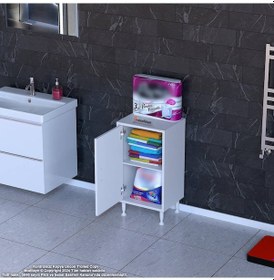 Resim Modilayn Söke Küçük Alanlar İçin Mükemmel 45 X 75 X 32,5 Cm Lik 1 Kapaklı 2 Göz Raflı, Dar Banyolarda Bile Size Ekstra Depolama Alanı Sağlar. Beyaz 