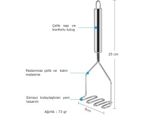 Resim Rotanev Paslanmaz Çelik Patates Ezici, Pratik Patates Ezici Püre Yapıcı , Mama Yapıcı Aparat 