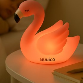 Resim Munico LED Işıklı Flamingo Masa Lambası - Pilli, Tropikal Tasarımlı, Sıcak Işık Tonlu Dekoratif Aydınlatma 