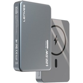 Resim Lenyes PW119D PD 20W Ultra İnce Hızlı Şarj Özellikli Wireless Powerbank 15W 10.000mAh Füme 