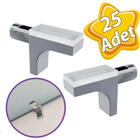 Resim Glaswen Raf Pimi Düz Vantuzlu Cam Ahşap Metal Raf Tutucu Çivisi Mobilya Dolap Pimi (25 Adet) 