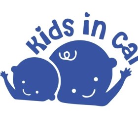 Resim Kids In Car Araba Sticker 17X17 cm Mavi 