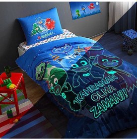 Resim Taç Pj Masks Çek Canlandır Lisanslı Tek Kişilik Nevresim Takımı 