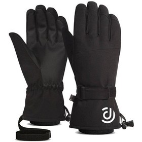Resim Folinda Kışlık Unisex Dokunmatik Parmaklı Kayak Eldiveni, Isı Sağlar, Siyah/beyaz, 4 Beden Seçeneği Siyah 