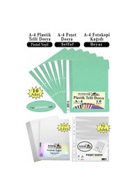 Resim Telli Dosya Plastik A4 10 Lu Poşet Dosya 50 Li A4 Fotokopi Kağıdı 100 Adet 1 Paket Ekonomik Kaliteli Şeffaf Kapak Dosya Mavi - Pembe 