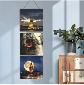 Resim Ahşap Katlanabilir 3lü Tablo - Tbl0073 