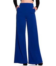Resim Novahub Mavi Kadın Yüksek Bel Moda Katı Gevşek Geniş Uzun Pantolon Akan Palazzo Pantolon Mavi - M Mavi 