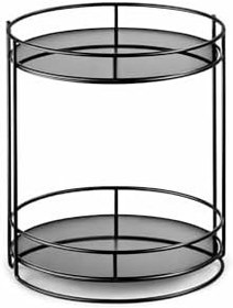 Resim 2 Katlı Makyaj Organizer - Metal Kozmetik Düzenleyici Stand | Banyo ve Makyaj Masası İçin Çok Amaçlı Organizer Raf | Takı, Parfüm ve Cilt Bakım Ürünleri İçin Siyah Organizer 