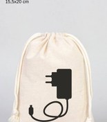Resim Florence Event Telefon, Tablet Ve Bilgisayar Şarj Aleti Için Çanta Organizeri Ham Bez Kese 15,5x20 Cm 