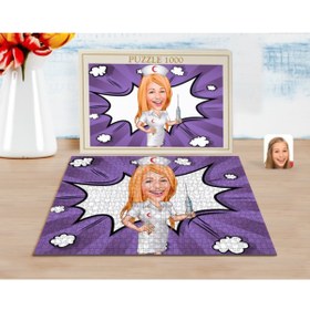 Resim Bk Gift Kişiye Özel Hemşire Karikatürlü 1000 Parça Profesyonel Puzzle-1 