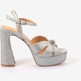 Resim Kemal Tanca Hawen Angels Kadın Saten 12,5 cm Platform Topuklu Taşlı Gece & Abiye Ayakkabı 380-75 