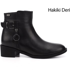 Resim GÖNDERİ(R) Kadın / Kız Siyah Fermuarlı Kalın Topuklu Hakiki Deri Bot 