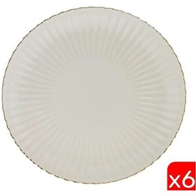 Resim Kütahya Porselen Bone Luz Altın File Pasta Tabağı 21cm 6 Lı Çok Renkli 