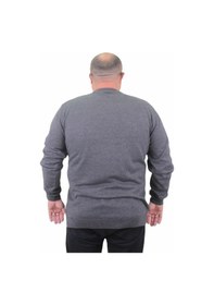 Resim Mocgrande Erkek Büyük Beden Sıfır Yaka Basic Triko Kazak 23750 Antrasıt-Antrasıt Antrasit 