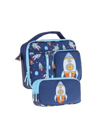 Resim Kaukko Kids Erkek Çocuk Lacivert Roket Üç Bölmeli Thermo Beslenme Çantası Ve Kalemlik Seti L7260+l8260 Lacivert 