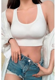 Resim Kelizum Günlük Sportif Sütyenli Crop Top 147709276 Beyaz 