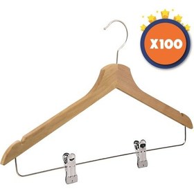 Resim Nyn Ahşap Mandallı Elbise Askısı Naturel Renk 100 Adet Ahşap 