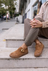 Resim ANGELİNA JONES ALESSİ KADIN TABA TUTUN SUET KAUCUK TABAN LOAFER AYAKKABİ 