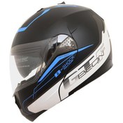 Resim Beon B-700 Çene Açılır Motosiklet Kaskı Siyah Mavi - L 