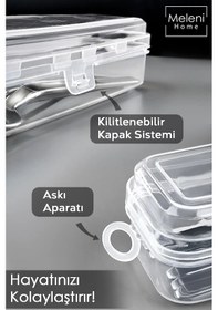 Resim 5'li Çatal Bıçak Kaşık Takımı Saklama Kutusu Seti - Çeyizlik Organizer Düzenleyici Saklama Kabı Şeffaf 