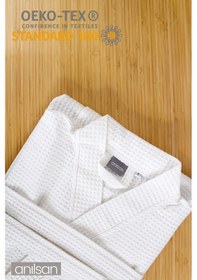 Resim %100 Pamuk Pike Bornoz - Kimono Otel Bornozu, Spa Için Ideal, Günlük Kullanıma Uygun 