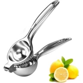 Resim Profesyonel Paslanmaz Çelik Limon Sıkacağı, Manuel Narenciye ve Limon Presi, Ergonomik Kollu, Kolay Yıkanabilir, Büyük Boy (24 Cm) 