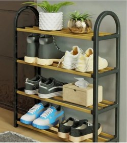 Resim Ahşap 4 Bölmeli Ayakkabı Dolap Ahşap 