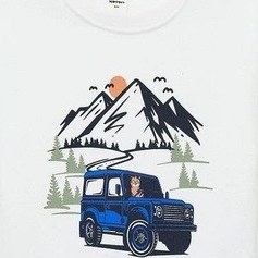 Resim Koton Erkek Bebek Pamuklu Uzun Kollu Bisiklet Yaka Baskılı Sweatshirt Ekru 